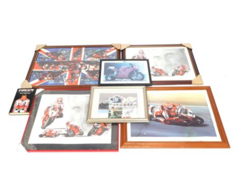 A group of Motor Racing prints, comprising James Toseland World Superbike Championship 2007 print, Ducati 916SP print, two Sp