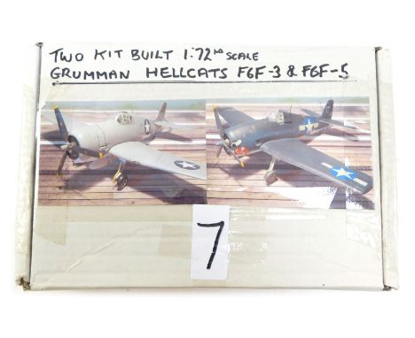 Two kit built Grumman Hellcats F6F-3 and F6F-5, 1:72 scale. (1 box) 