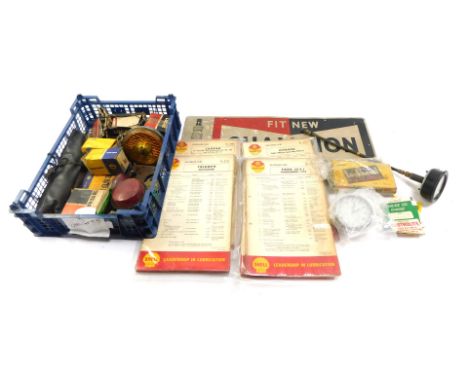 Automobile parts and accessories, to include brake lights, Lockhead brake parts, spark plugs, Morse Automotive equipment, She
