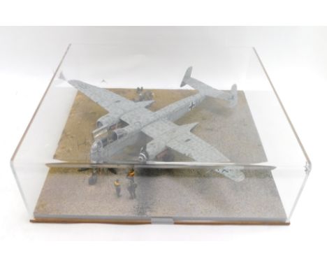 A professionally built Heinkel diorama, 1:32 scale, in Perspex case, 17cm high, 56cm wide, 52cm deep.