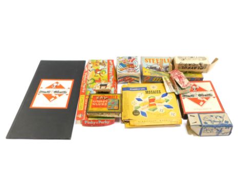 Vintage games, to include Steeplechase, Pinky &amp; Perky card games, three legged pig, Silly Billy the Goat, Monopoly board 
