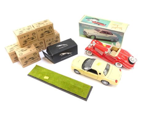 Diecast vehicles, comprising Shell 007 Range, BMW Z3 Roadster, Lotus E Spirit, Aston Martin DBS, Aston Martin DB5 (x2), and a