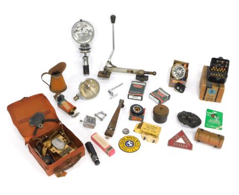 Automobile parts and accessories, a lumenition optronic ignition autocar, a Bon mini switch panel, travels cases, lights, etc