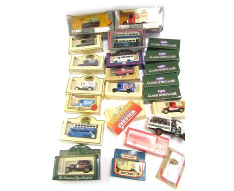 Corgi and Lledo diecast collector's cars, to include Happy &amp; Glorious, Walkers Vintage, classic sport's cars, etc, all bo