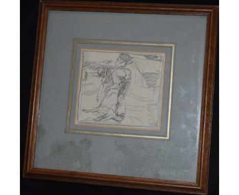 Attributed to Harry BeckerSheep Shearerpencil sketch, 10.5cm x 12cm