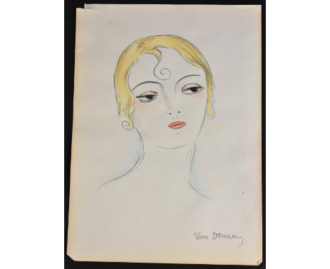 In the manner of Kees Van Dongen (1877 - 1968)Portrait of a Young Ladybears signature, pencil sketch, 34.5cm x 16.5cm