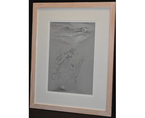 Fiona Hughes (Contemporary)Moonlight Haresigned, pencil sketch, 47cm x 32cm
