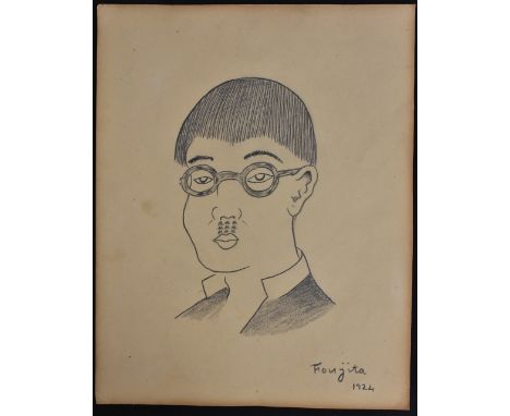 FoujitaSelf-Portraitsigned, dated 1924, pencil sketch, 21.5cm x 15cm