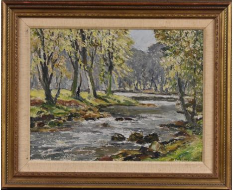 K. JohnsonA Woodland Riversigned, oil on board, 38cm x 50cm