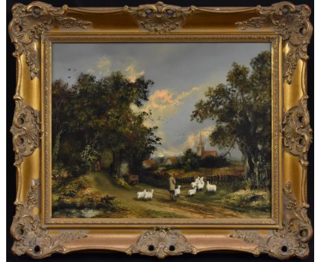 K. Douglas (20th century)Putting the Flock to Grazesigned, oil on canvas, 39.5cm x 49cm 