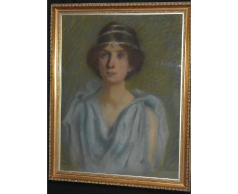 Continental School (early to mid 20th century)Portrait of a Classical Ladysigned with monogram, pastel, 67cm x 51cm