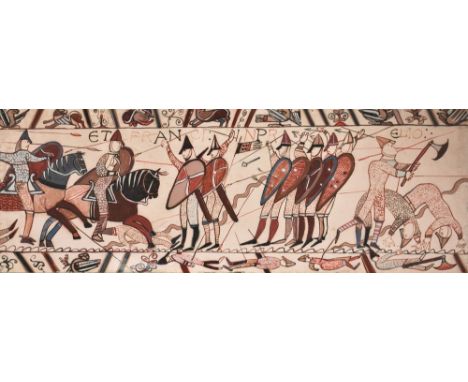Contemporary School (late 20th century)A Section of The Bayeux Tapestry, Et Franchi : Inpr Elio :unsigned, mixed media on boa