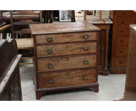 Early 19th century Mahogany Chest of Four Long Drawers raised on bracket feet, 74cms wide x 78cms high 