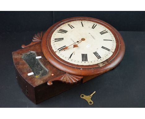 19th century Mahogany cased wall clock, the dial marked Russell of Liverpool 