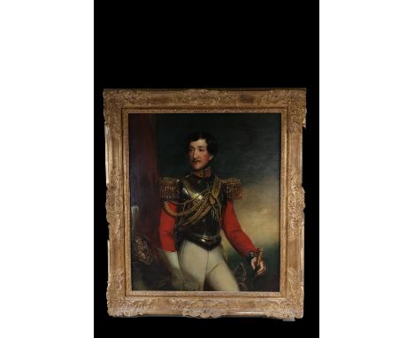 19th Century English School portrait of a Lifeguard Officer, 3/4 length, signed and dated indistinctly lower left (J G Middle