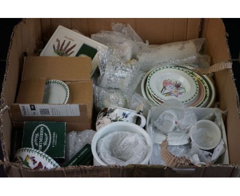 Box of Portmeirion china, mostly Botanic Garden, to includes cups, plates, coasters etc 