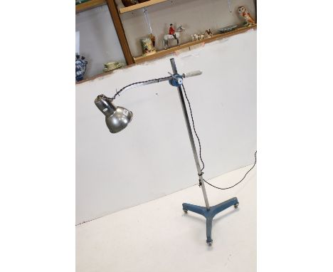 Mid century Industrial Angle Poise Lamp on adjustable stand with castors, approx. 160cms high 