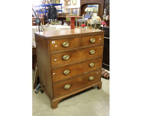 Early 19th century Oak Chest of Two Short over Three Long Drawers raised on bracket feet, 93cms wide x 102cms high 