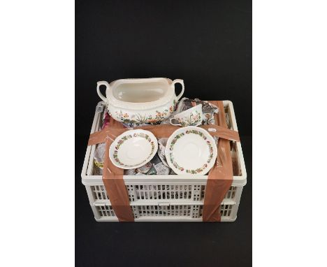 A Adams "Country Meadow" part dinners and tea service to include cups &amp; saucers, tureen, plates etc.. 