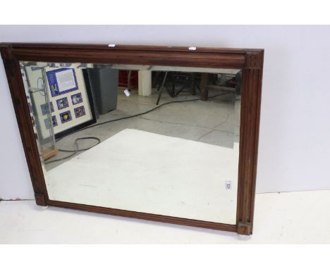 19th century Overmantle Bevelled Edge Mirror, the date 1897 etched into the four corners of the frame 106cms x 82cms 