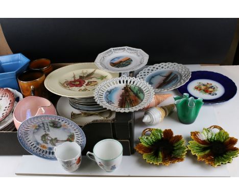 Collecton of Ceramics including Clarice Cliff Plate, Novelty Salt and Pepper Ice Creams, Collectors Plates, etc 