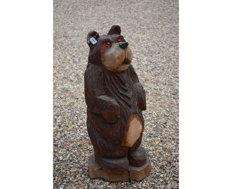 Very large chainsaw carved ' Yogi ' style brown bear, height approx. 90cm