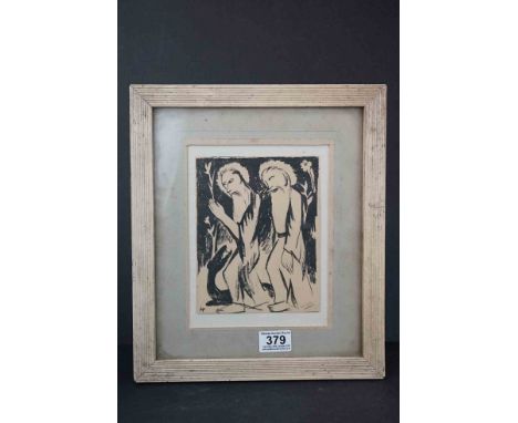 Early 20th century, a signed Russian lithograph portrait of disciples, label to verso 
