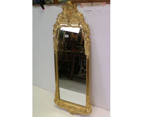 20th century Rococo style Gilt Framed Mirror, 129cms high x 52cms wide 