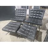 NO RESERVE Pair Of Barcelona Style Chairs With Two Footstools