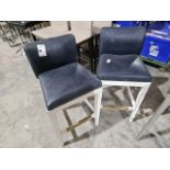 NO RESERVE Two Wooden Framed Stools With Blue Pads