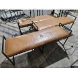 NO RESERVE 3 x Tan Bench Seats With Metal Frames