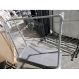 NO RESERVE Industrial Hanging Rail With Wooden Base On Castors
