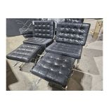NO RESERVE Pair Of Barcelona Style Chairs With Two Footstools
