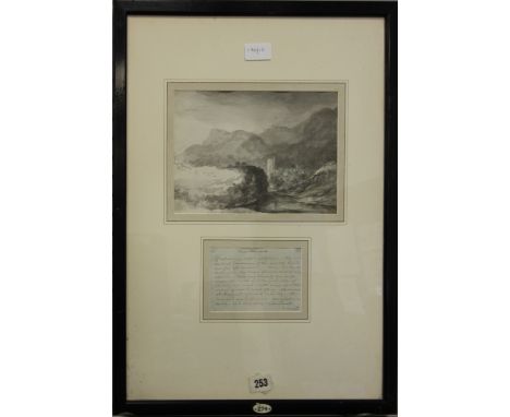 Early 19th Century School - Ink sketch, heightened in white - 'Near Keswick', 16cm x 23cm, together with contemporaneous ink 