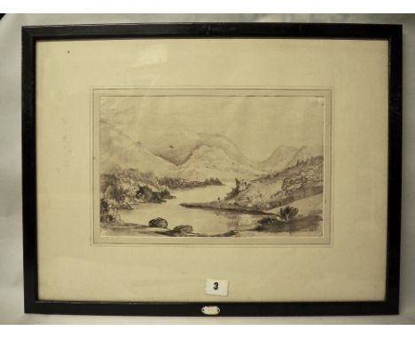 Early 19th Century School - Pencil drawing - 'Leaths Water from Thirlmere', 20cm x 31cm, slight paper wear, framed, inventory