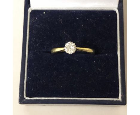 18ct gold and platinum mounted diamond solitaire ring, approx 0.3ct, ring size Q