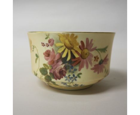 Royal Worcester porcelain blush ivory rose painted bowl, green printed mark, date code for 1901, 10cm diameter x 6cm high