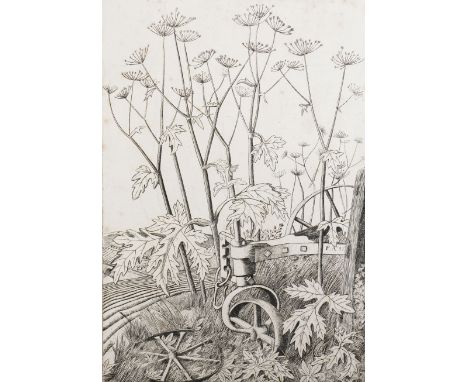 Frederick George Austin (British 1902-1990): Cow Parsley with Ploughed Fields Beyond, drypoint etching signed and dated 1937 