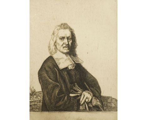 William Strang (Scottish 1859-1921): Portrait of Izaak Walton - Author of the Compleat Angler, drypoint etching signed in pen