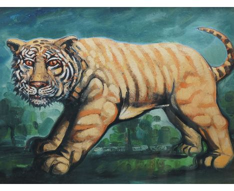 After Peter Howson (Scottish 1958-): Tiger, colour print in ebonised frame 53cm x 69cm