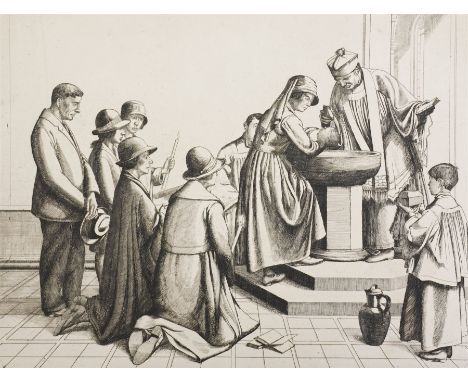 Frederick George Austin (British 1902-1990): ‘A Christening’, drypoint etching numbered ‘4th state no.2’ in pencil 21cm x 28c