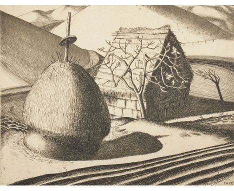Frederick George Austin (British 1902-1990): 'Haystacks - Roman Campagna', drypoint etching signed and dated 1927 in pencil 1