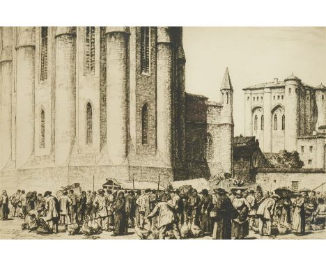 Stanley Anderson (British 1884-1966): 'The Goose Fair - Albi', limited edition drypoint etching signed in pencil, edition of 
