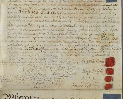 *Hoadly (Benjamin, 1676-1761, Bishop of Winchester). Declaration of Trust from Benjamin Hoadly, Bishop of Winchester, 6 April