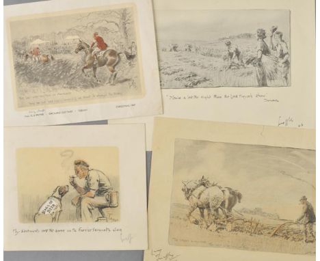*Payne (Charles Johnson, "Snaffles"). Four Christmas cards, 1944 - 47, 'My sentiments are the same as the Farrier Sergents do