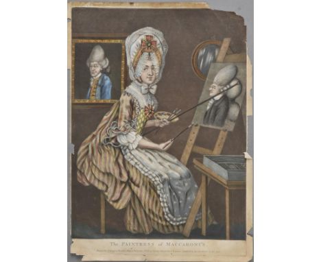 *Mezzotint drolls. The Paintress of Maccaroni's, published Carington Bowles, 1772, mezzotint with contemporary hand colouring