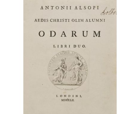 Alsop (Anthony). Aedis Christi Olim Alumni Odarum Libri Duo, 1st edition, 1752, title with engraved vignette, interleaved wit
