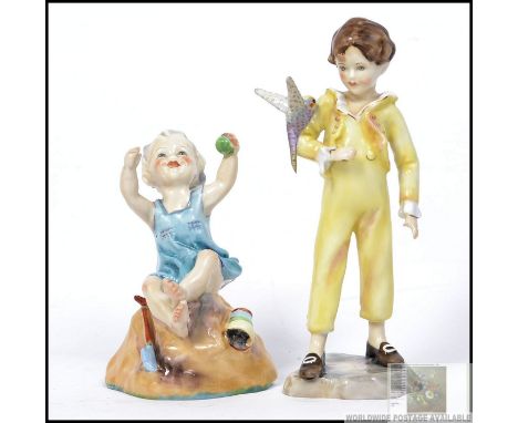 Two Royal Worcester figures, The Parakeet model number 3087 modeled by F.G. Doughty along with Sabbath Child, model number 32