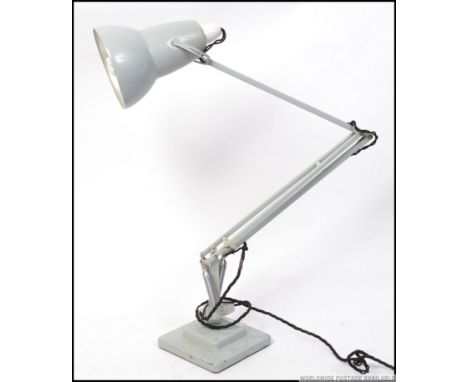A vintage retro 1930's design Herbert Terry two step 1227 Anglepoise desk lamp finished in a pale grey 