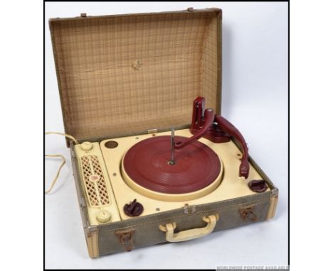 A Vintage portable 1950s Regentone Collaro RC 456 four speed  Record player turntable